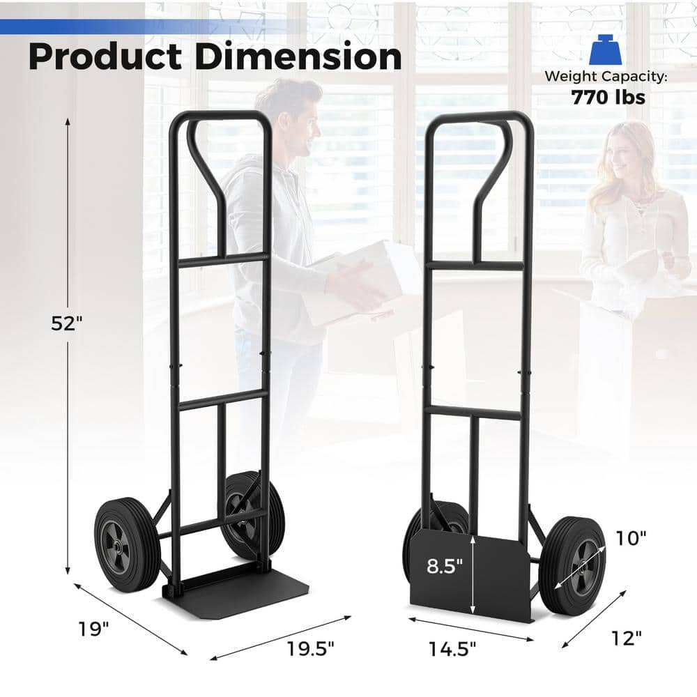 ANGELES HOME 660 lbs. Capacity P-Handle Hand Truck with Foldable Load Plate for Warehouse Garage (2)