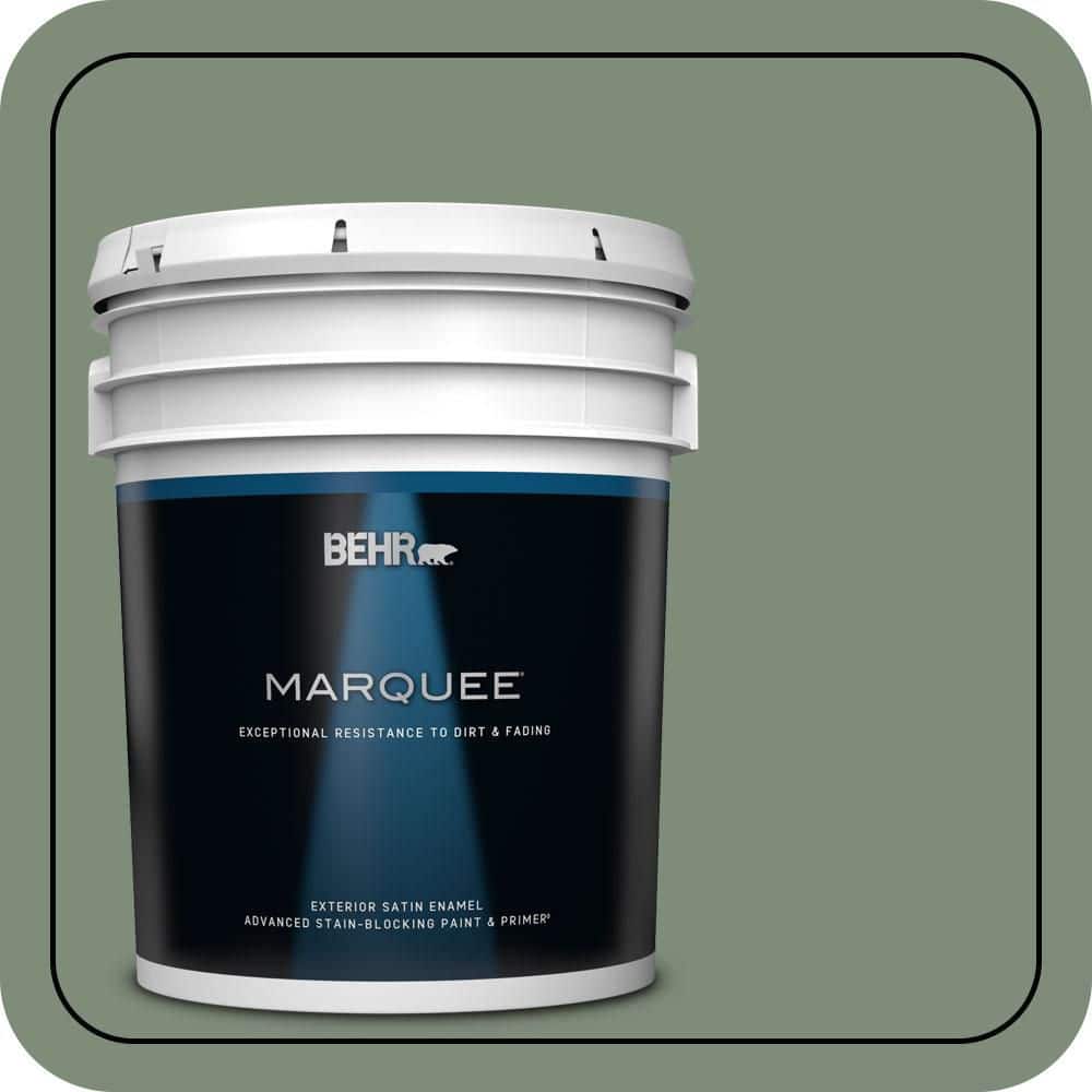 BEHR MARQUEE 5 gal. #450F-5 Amazon Moss Satin Enamel Exterior Paint & Primer