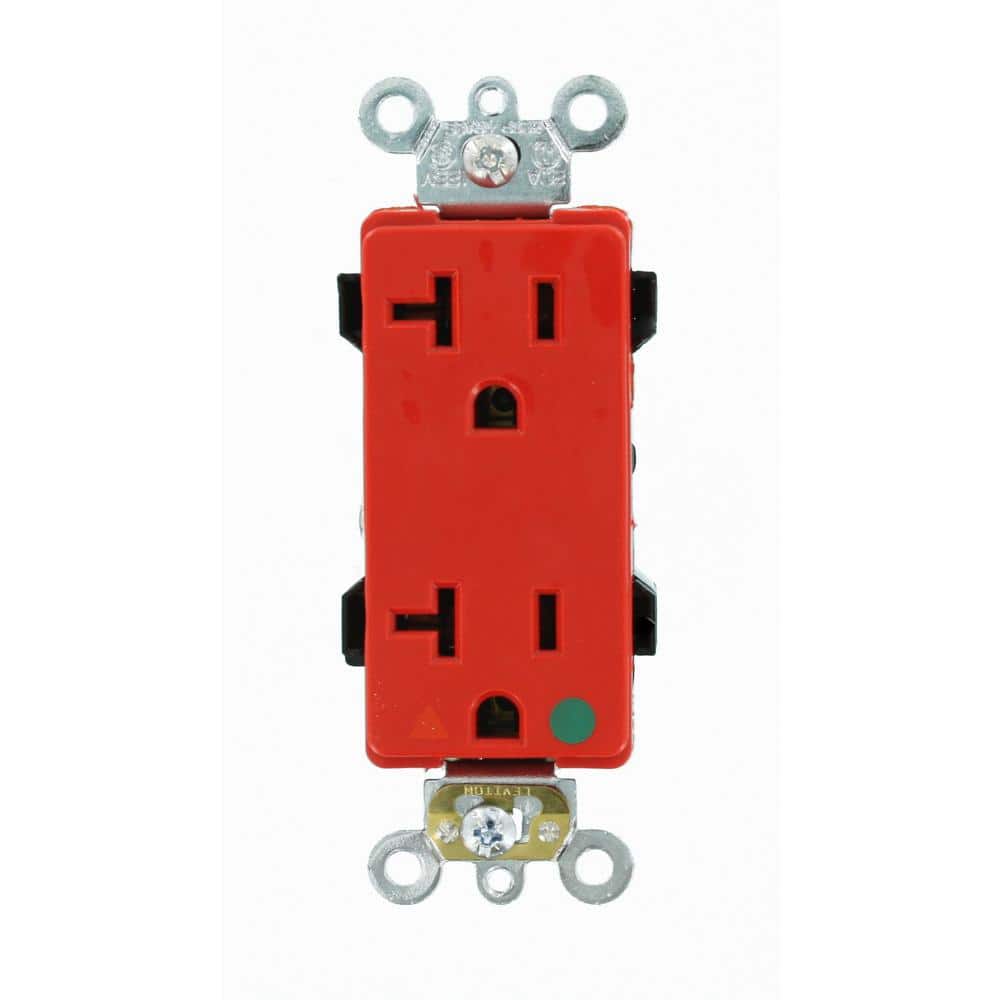 Leviton Decora Plus 20 Amp 125 V Hospital Grade Isolated Ground Duplex Outlet/Receptacle, Red (1-Pack) D8300-IGR (1)