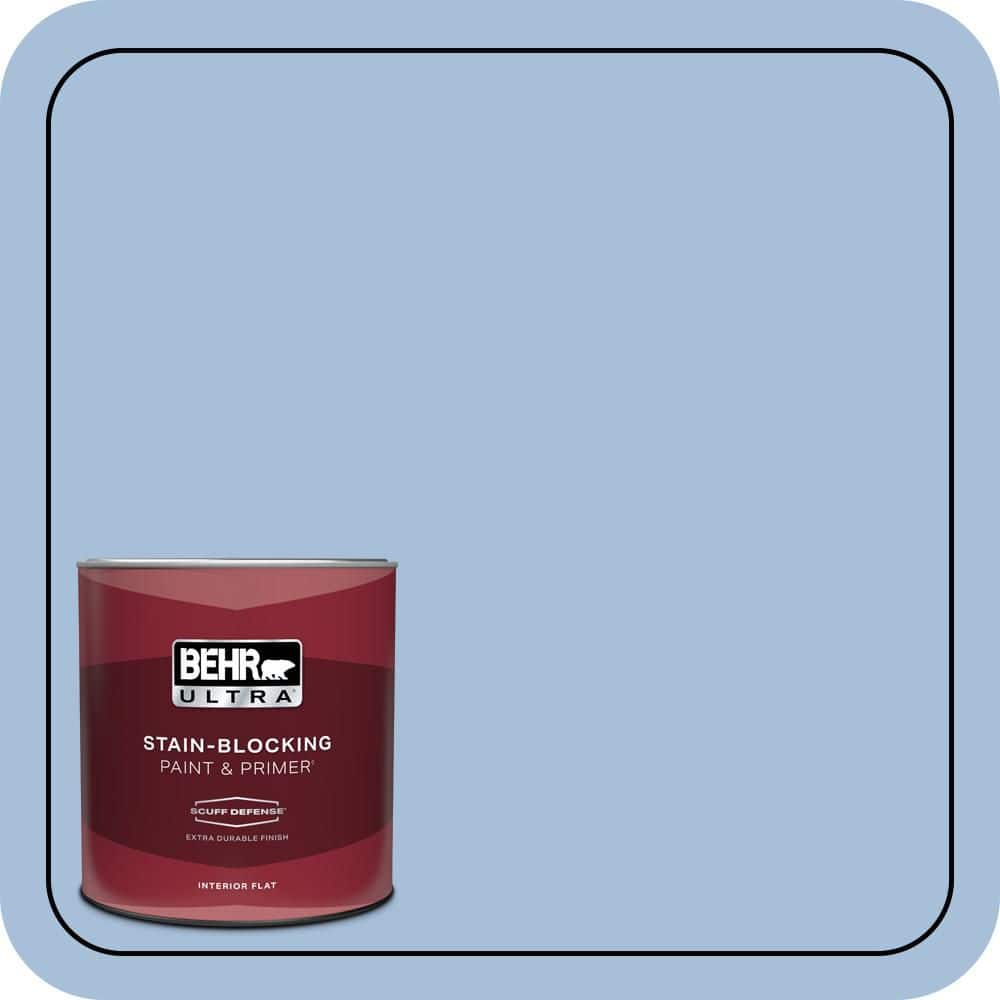 BEHR ULTRA 1 qt. #580D-4 Skysail Blue Extra Durable Flat Interior Paint & Primer (1)