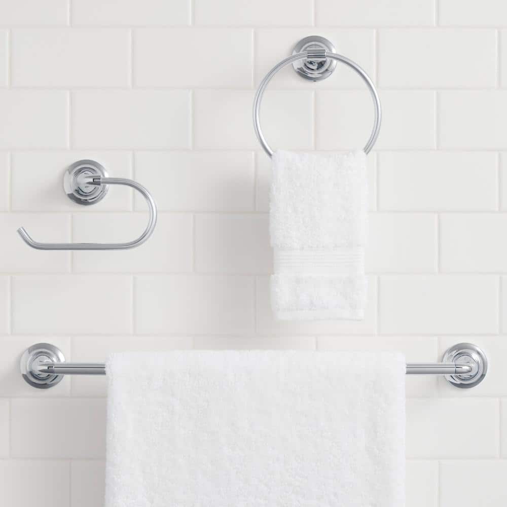 Glacier Bay Constructor 3-piece Bath Hardware Set includes 24 in. Towel Bar, Towel Ring and TP Holder in Chrome (3)