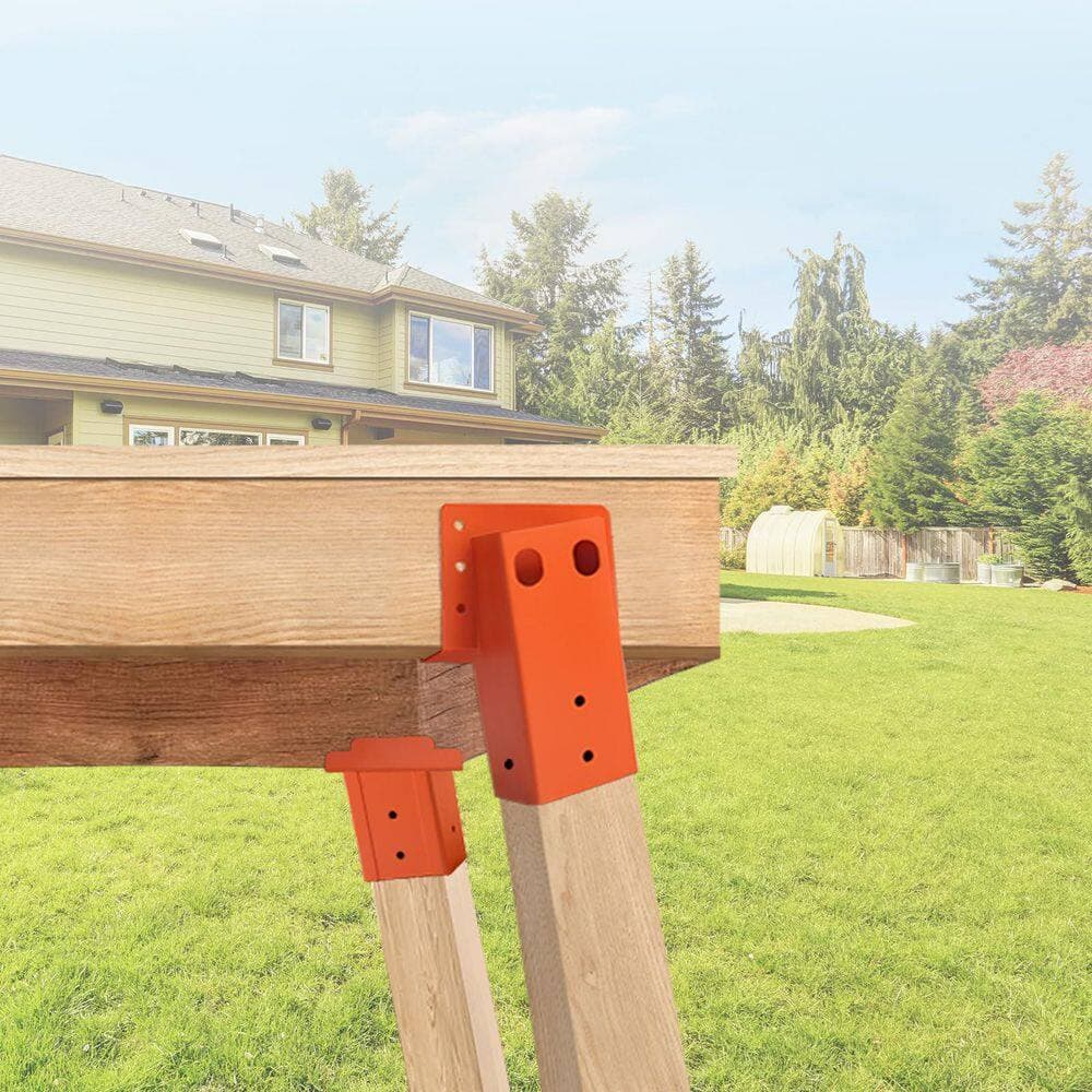 NVNOO 3.6 in. W x 3.6 in. D Compound Angle Brackets for Deer Stand Hunting Blinds and Tree Houses, Orange (4-Pack) (2)
