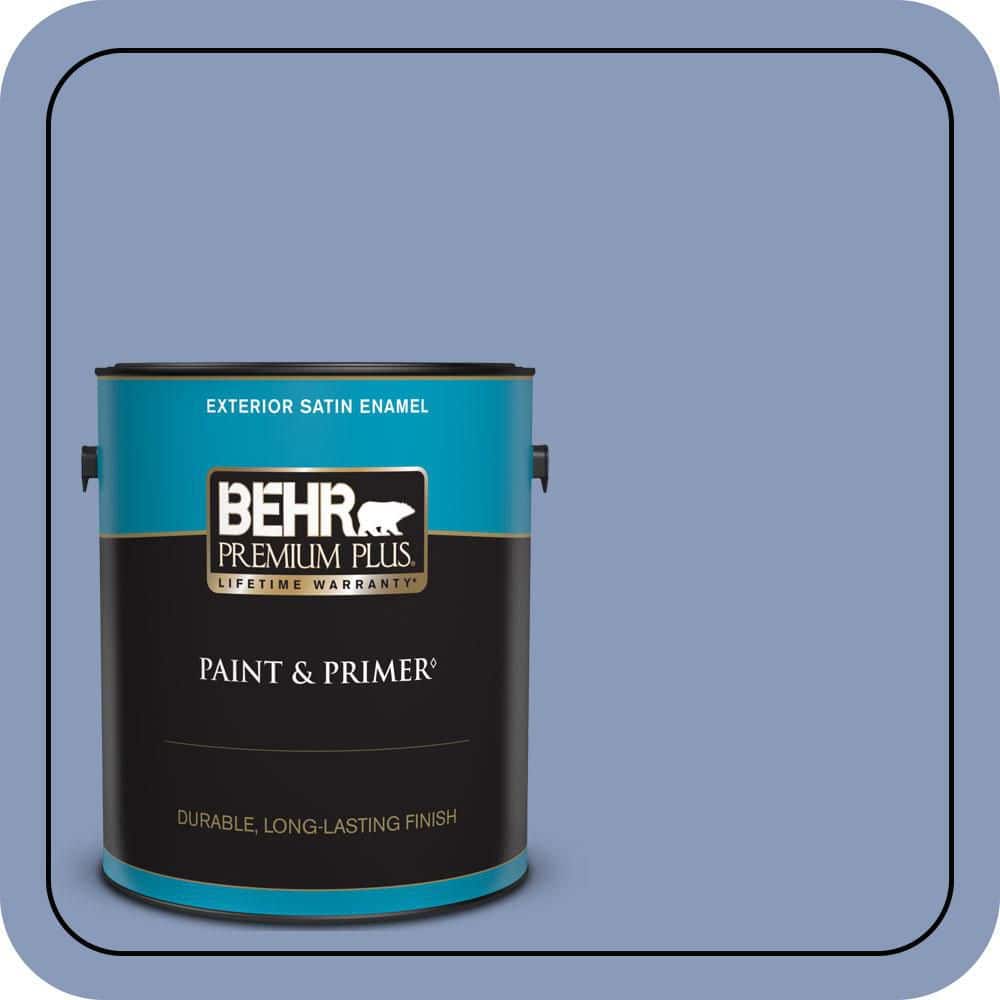 BEHR PREMIUM PLUS 1 gal. #610D-5 Blueberry Popover Satin Enamel Exterior Paint & Primer
