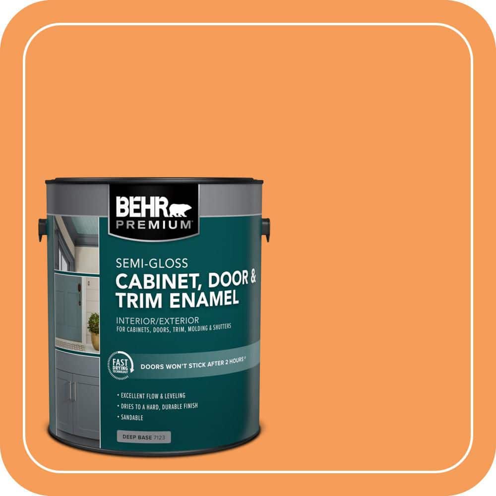 BEHR PREMIUM 1 gal. #P220-6 Bergamot Orange Semi-Gloss Enamel Interior/Exterior Cabinet, Door & Trim Paint