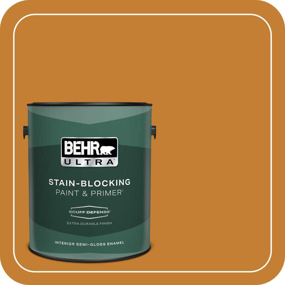 BEHR ULTRA 1 gal. #S-H-290 Exotic Honey Extra Durable Semi-Gloss Enamel Interior Paint & Primer