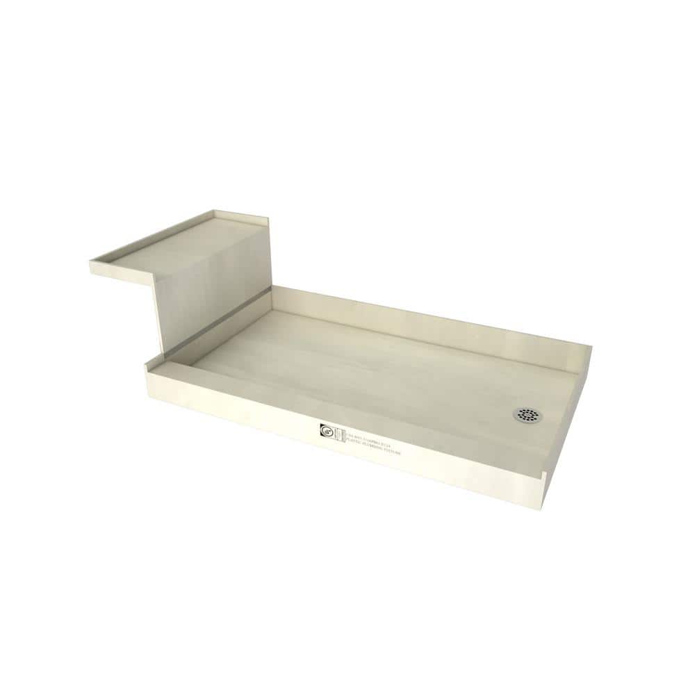 Tile Redi Base'N Bench 30 in. 60 in. Single Threshold Shower Base and Bench Kit with Drain and Drain Plate