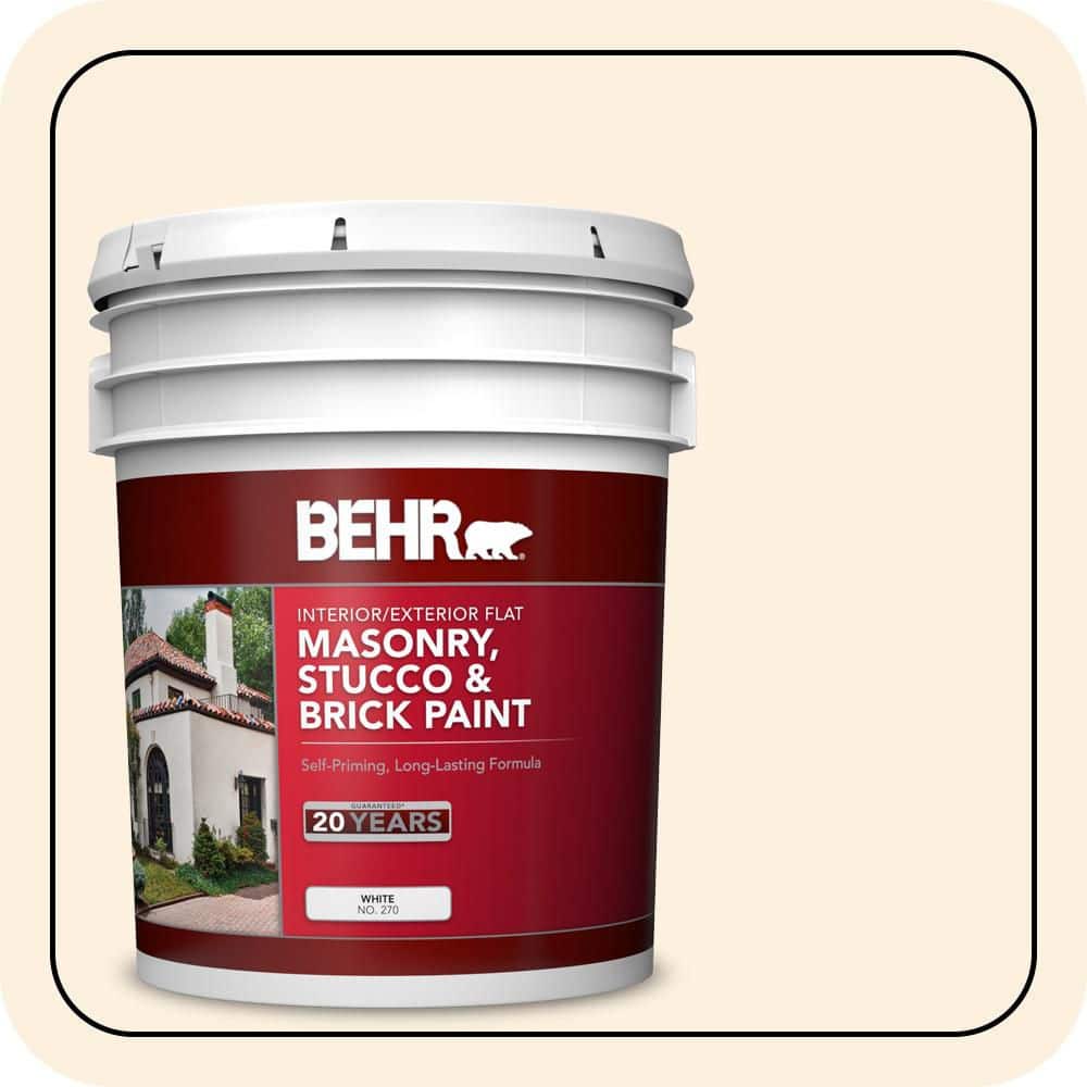 BEHR 5 gal. #M260-1 String Cheese Flat Masonry, Stucco and Brick Interior/Exterior Paint (1)