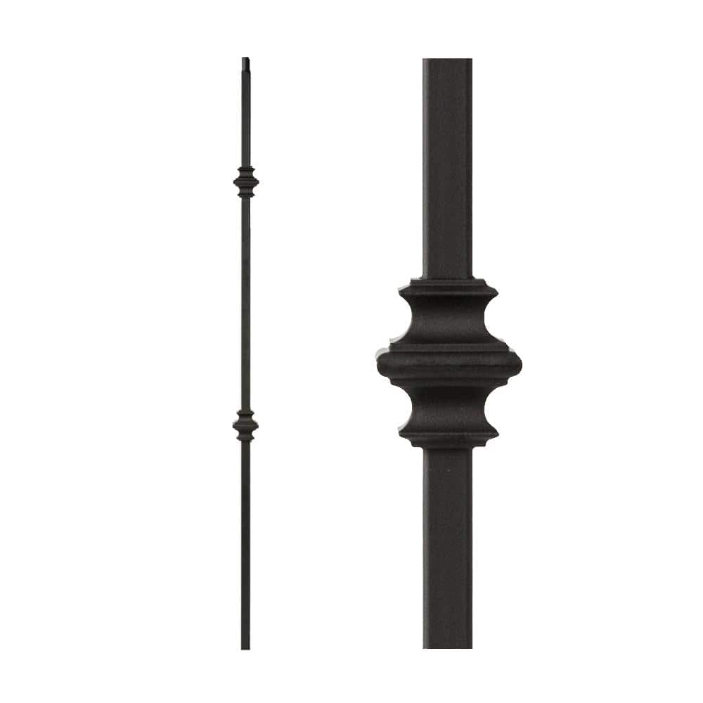 HOUSE OF FORGINGS Satin Black 34.1.35-T Mega Double Knuckle Hollow Iron Baluster for Staircase Remodel
