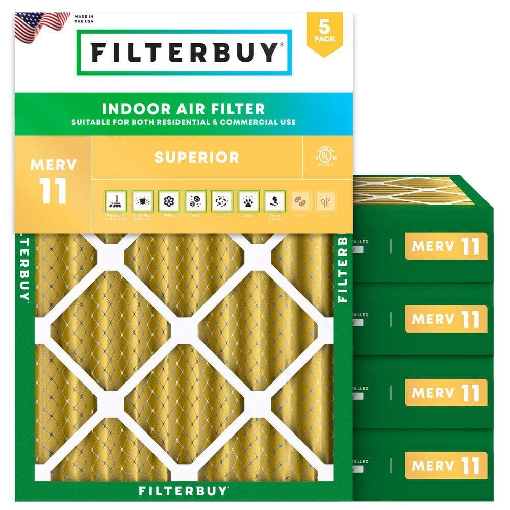 Filterbuy 25 in. x 28 in. x 4 in. MERV 11 (FPR 7) Allergen Defense Pleated HVAC AC Furnace Air Filters Replacement (5-Pack) (1)