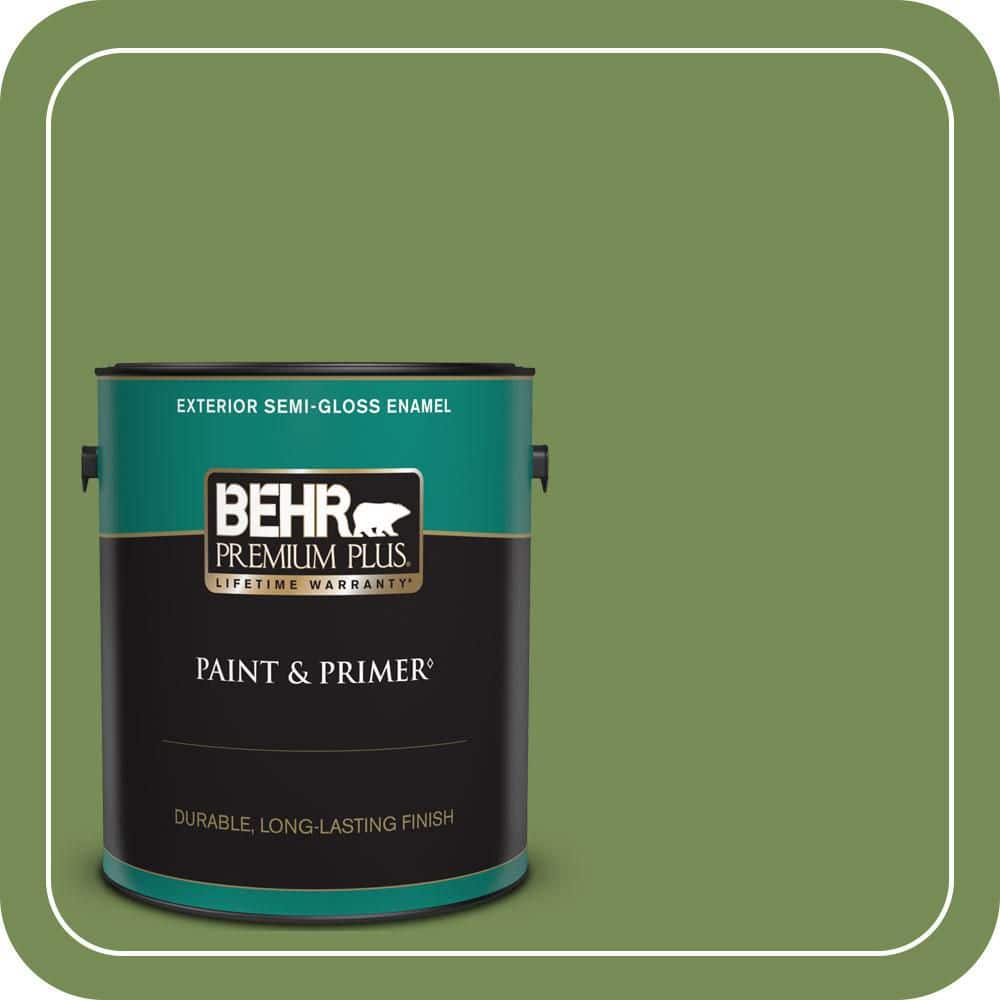 BEHR PREMIUM PLUS 1 gal. #MQ6-52 Lucky Clover Semi-Gloss Enamel Exterior Paint & Primer