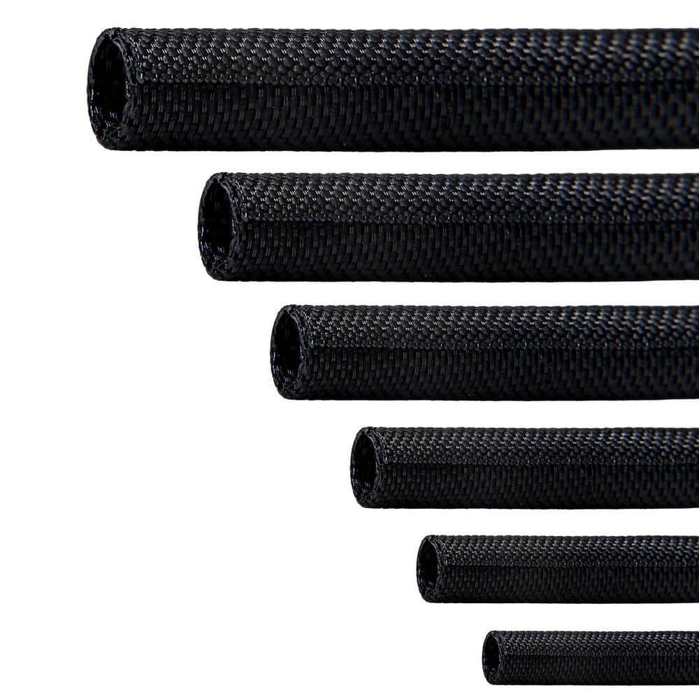 Angel Sar 1/2 in. x 25 ft. Polyethylene Split Braided Sleeve, Cable Management Wire Loom Cord Covers for Home Cable Management