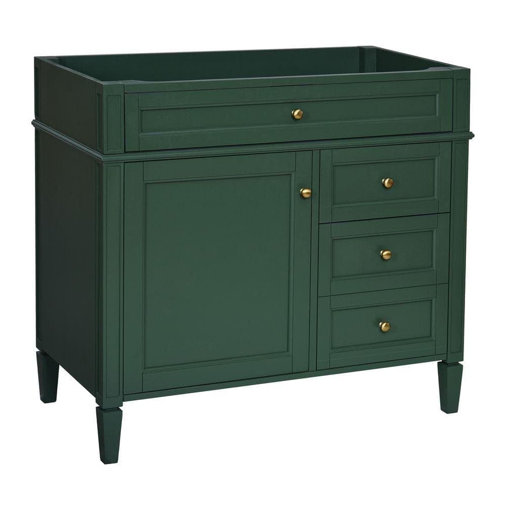 Cesicia Solid Wood Frame Bath Vanity Cabinet without Top Sink with 2 Drawers and a Tip-Out Drawer (3)