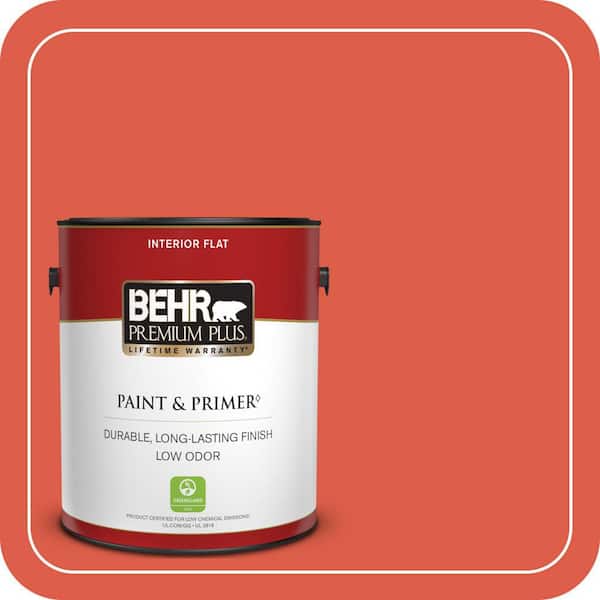 BEHR PREMIUM PLUS 1 gal. #P180-6 Pimento Flat Low Odor Interior Paint & Primer (2)