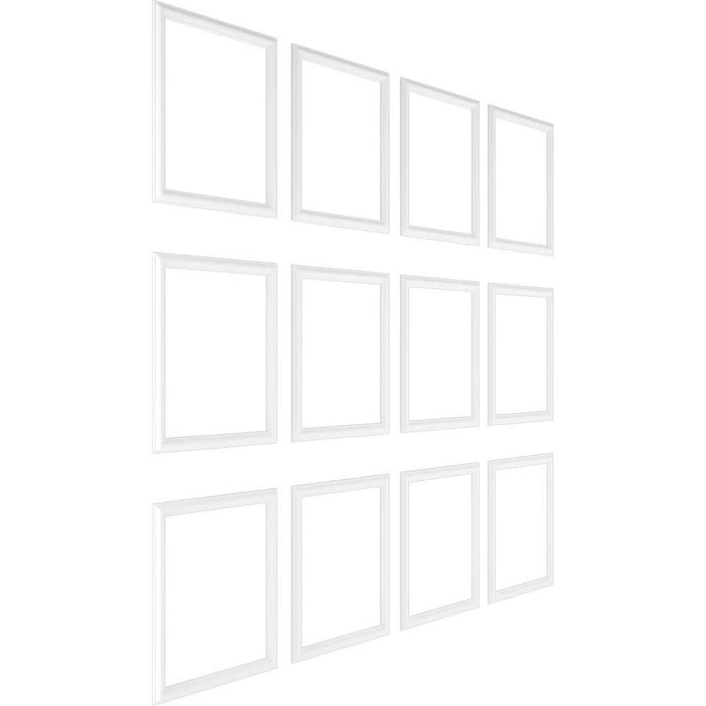 Ekena Millwork 94 1/2 in. (Adjustable 96 in. to 120 in.) 63 sq. ft. Polyurethane Ashford Square Full Wall Wainscot Kit Primed (3)