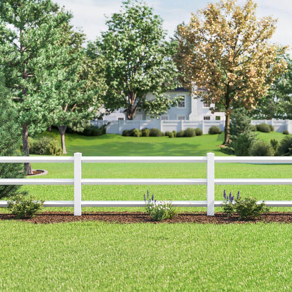 Barrette Outdoor Living 1-1/2 in. x 5-1/2 in. x 8 ft. Vinyl Ranch Fence Rail (2)