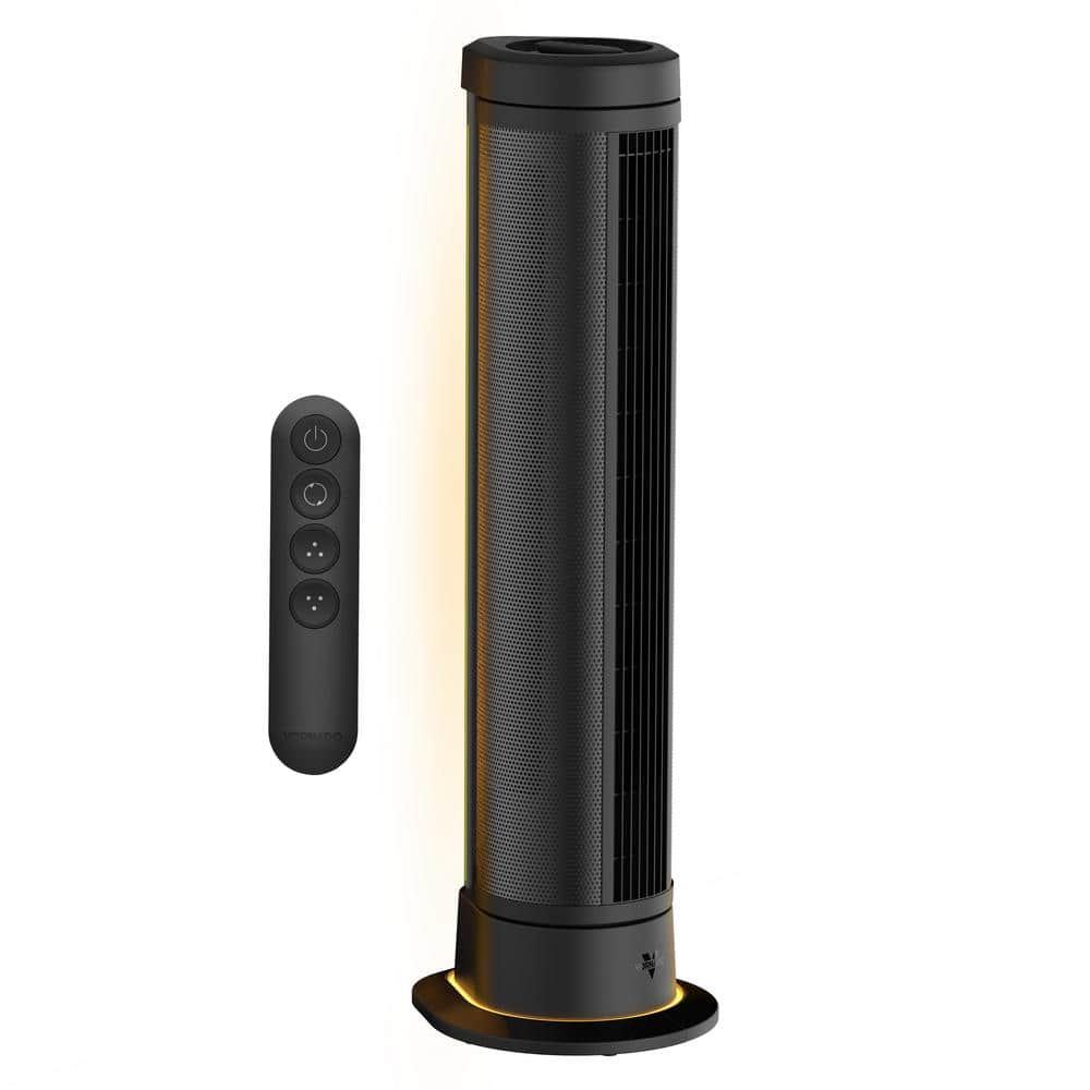 Vornado ARA 39 in. 5-Fan Speeds Tower Fan in Black with Ambient Lighting