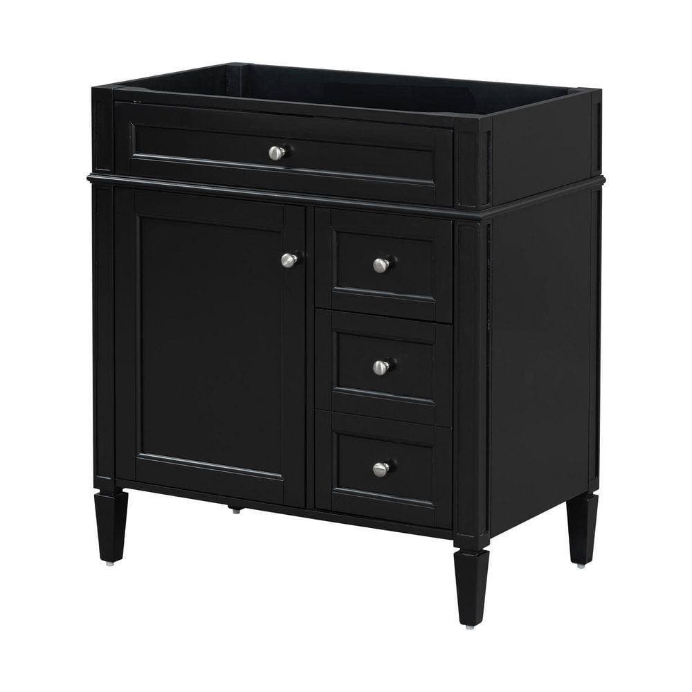 Tileon 29.3 in. W x 18 in. D x 33 in. H Modern Bath Vanity Cabinet without Top with Tip-Out Drawer & Adjustable Shelf in Black (3)