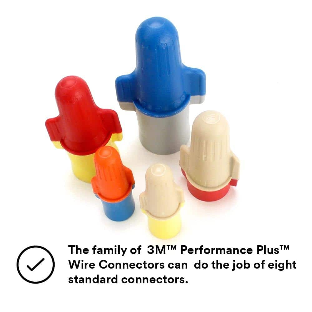 3M Performance Plus Wire Connectors, Universal Connector Kit, O/B+, R/Y+, B/G+ (30 Each/Bag (Case of 6 Bags)) (2)