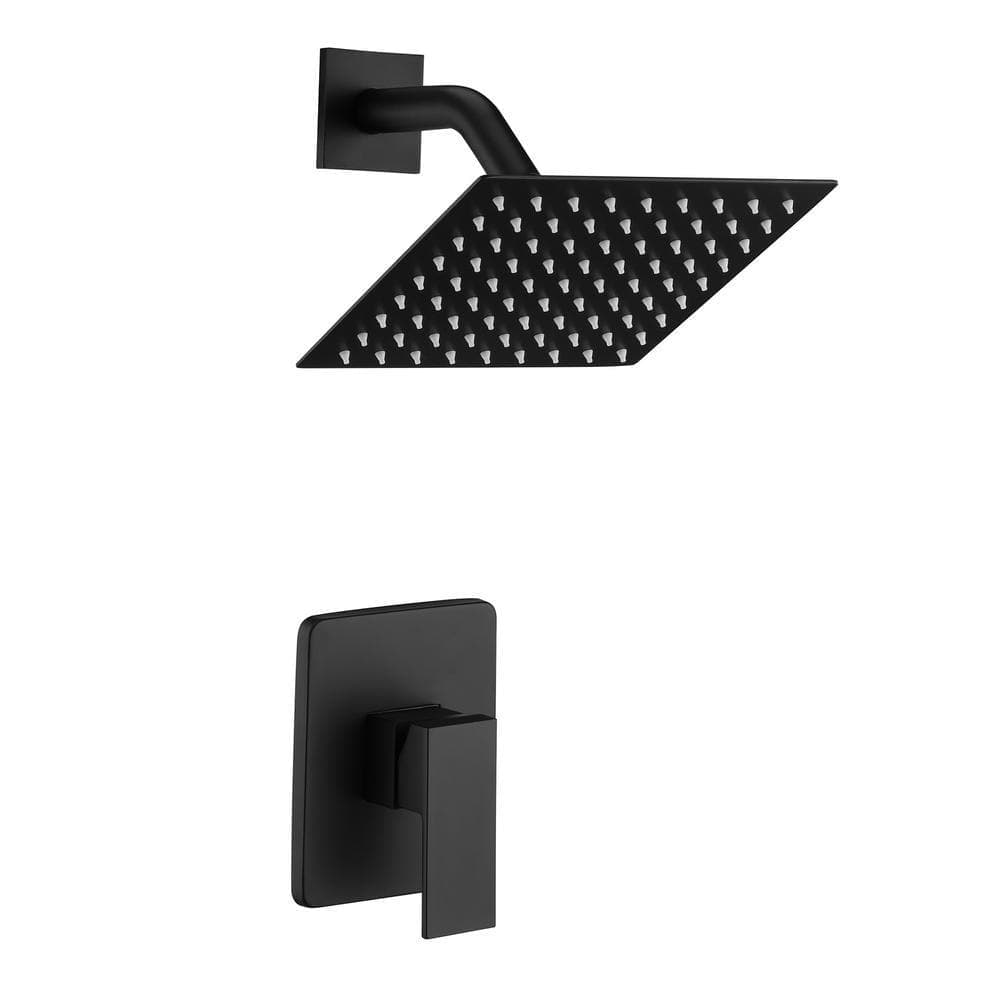 SUMERAIN Modern 1-Handle 1-Spray Shower Faucet 1.8 GPM with Corrosion Resistant in Matte Black (Valve Included) (1)