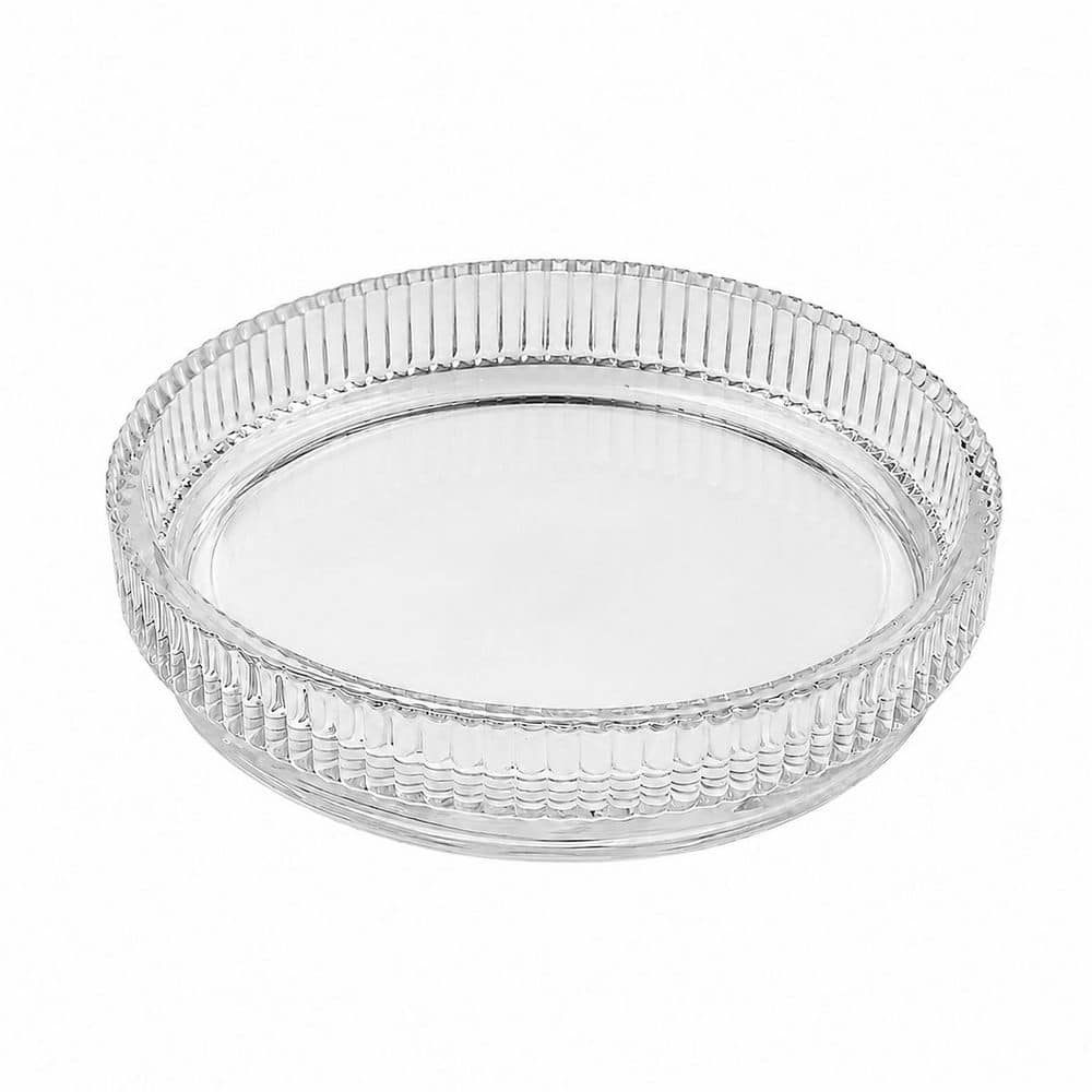 Unbranded Clear Glass Round Soap Dish Countertop Bar Soap Holder for Bathroom Vanity and Kitchen Sink Counters (1)