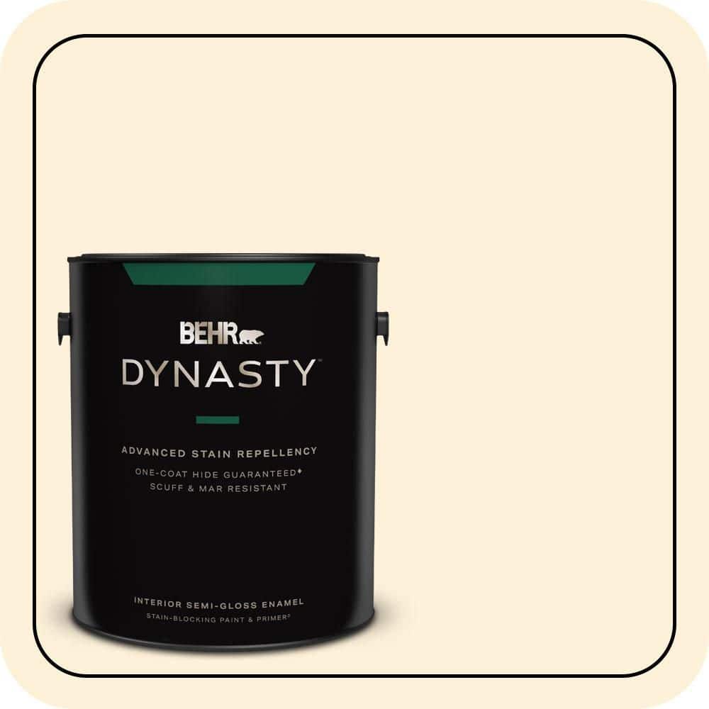 BEHR DYNASTY 1 gal. #W-D-220 Vanilla Custard Semi-Gloss Enamel Interior Stain-Blocking Paint & Primer