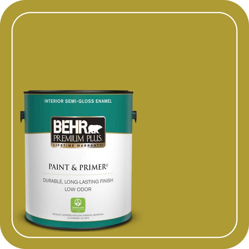 BEHR PREMIUM PLUS 1 gal. #P330-7 Luscious Lime Semi-Gloss Enamel Low Odor Interior Paint & Primer