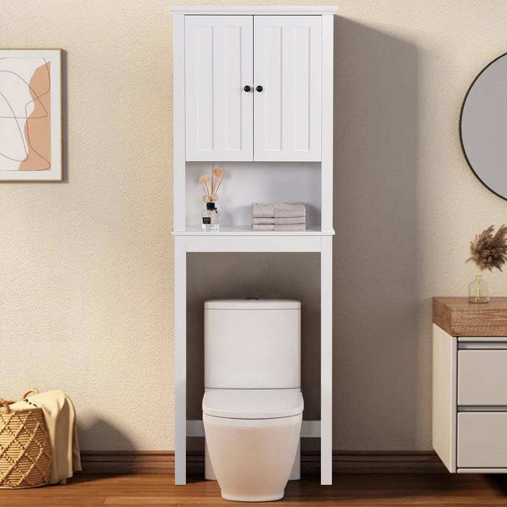 Flynama 7.72 in. W x 23.62 in. D x 67.32 in. H White Linen Cabinet (2)