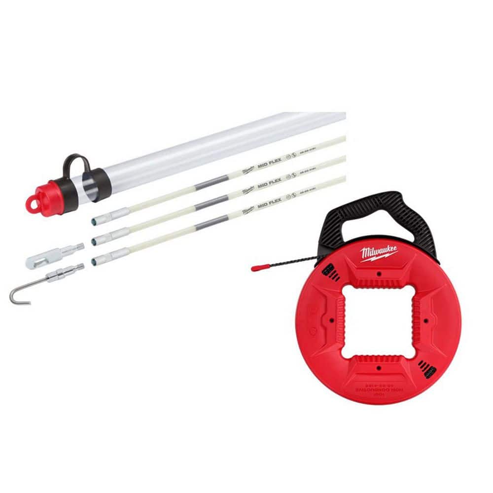 Milwaukee 15 ft. Fiberglass Fish Stick Mid Flex Combo Kit with 100 ft. Polyester Fish Tape with Non Conductive Tip