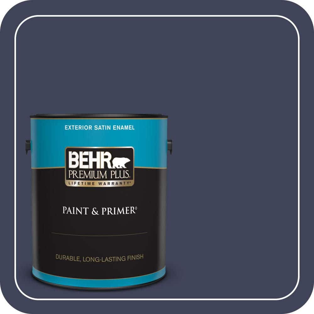 BEHR PREMIUM PLUS 1 gal. #MQ5-09 Manhattan Blue Satin Enamel Exterior Paint & Primer