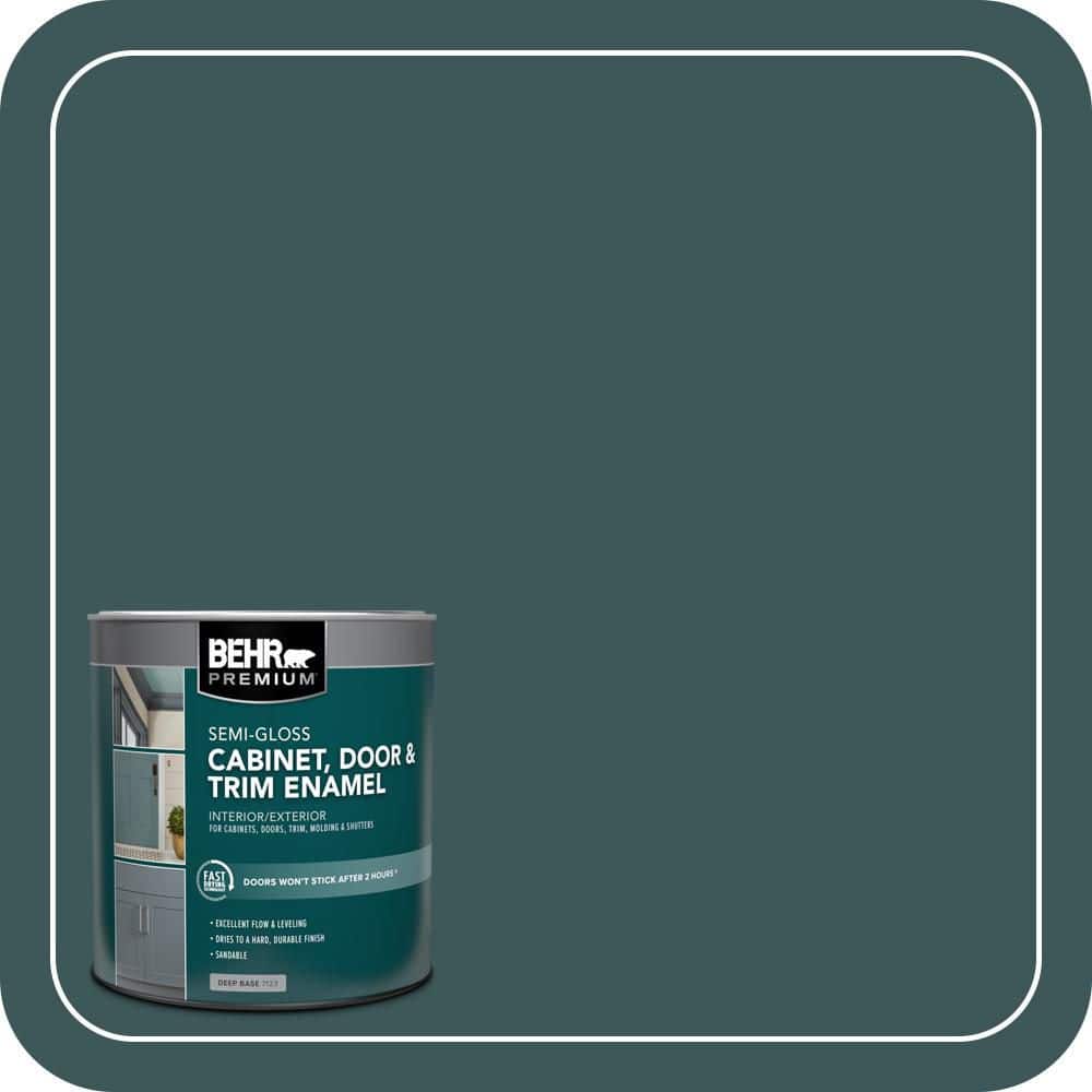 BEHR PREMIUM 1 qt. #PPU12-01 Abysse Semi-Gloss Enamel Interior/Exterior Cabinet, Door & Trim Paint