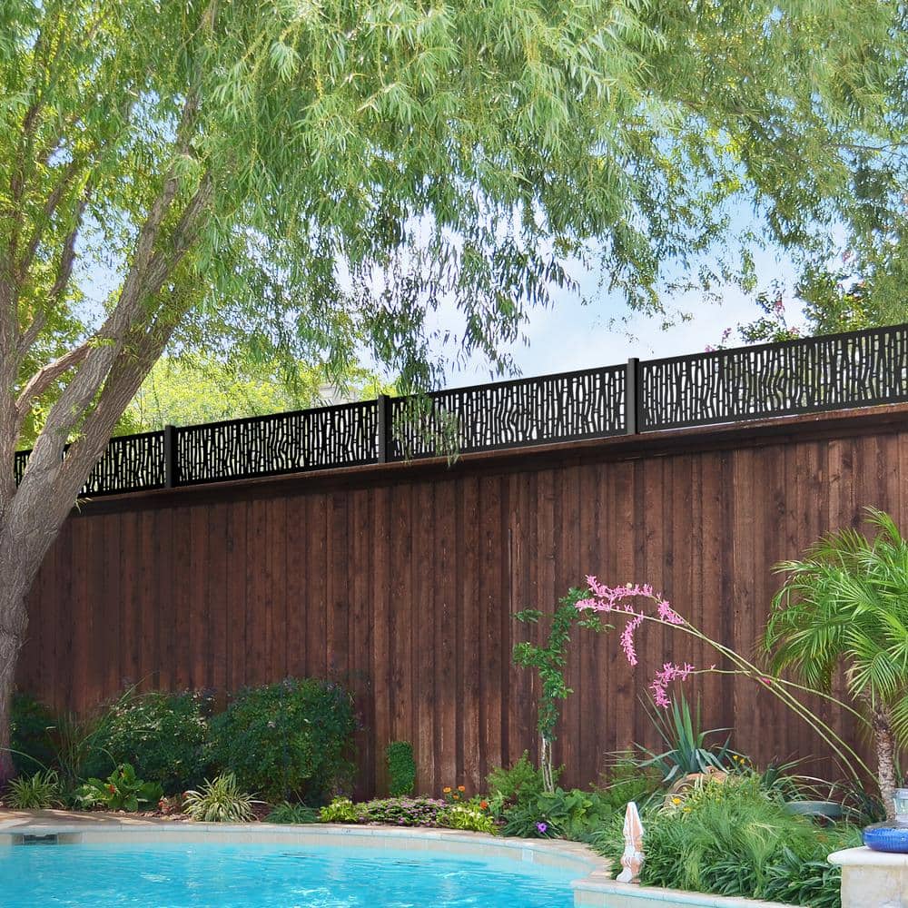OUTDECO Outback 16 in. x 72 in. Galvanized Black Steel Decorative Screen Panel Wall and Fence Extension Privacy Panel (2)