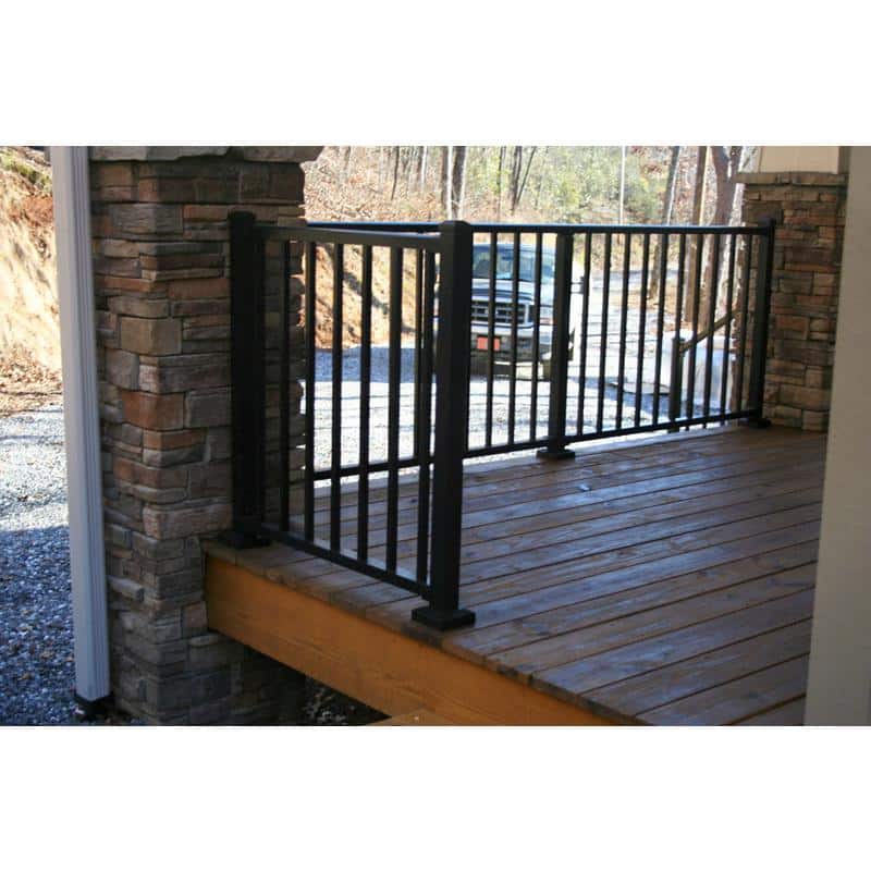 WESTBURY Tuscany C10 36 in. x 60 in. Black Fine Texture Aluminum Stair Railing (Level-with Mounts) (3)