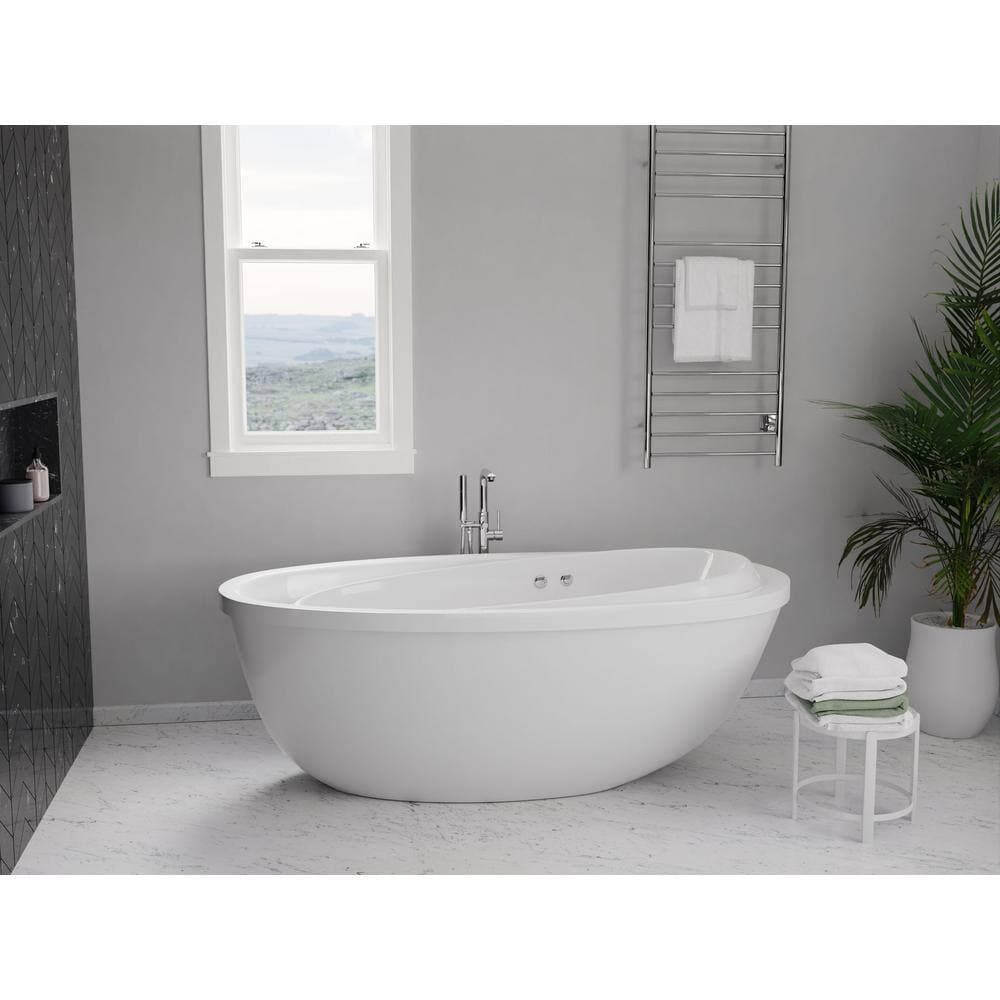 ANZZI Leni Series 71 in. x 38 in. Jetted Whirlpool 54 Gallon Capacity Freestanding Bathtub with Reversible Drain in White (2)