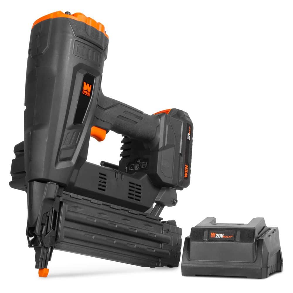WEN 20V Max Cordless Brushless 18-Gauge 2-3/16 in. Brad Nailer with 2. 0Ah Battery and Charger (20518) (1)