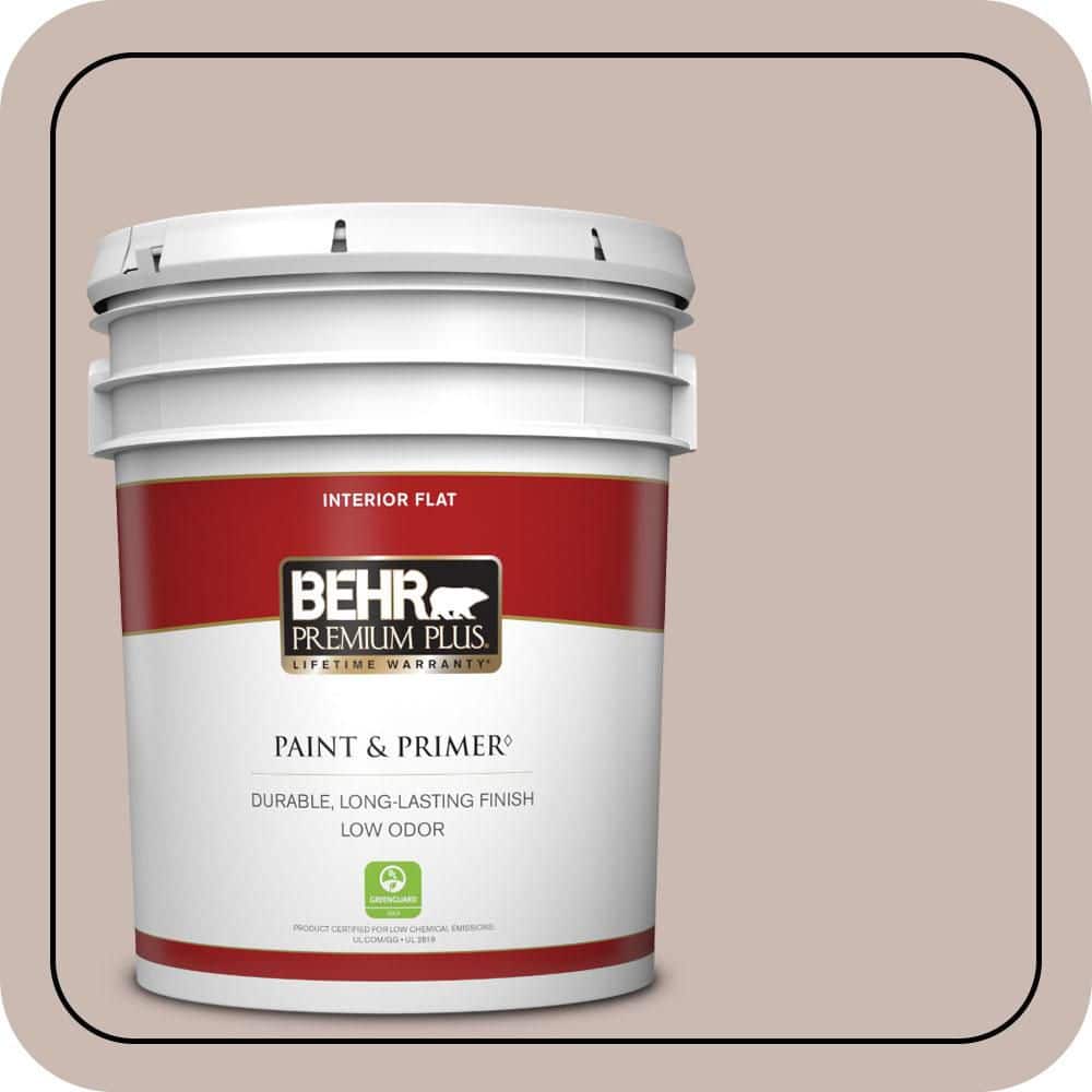 BEHR PREMIUM PLUS 5 gal. #N170-3 Gray Ashlar Flat Low Odor Interior Paint & Primer