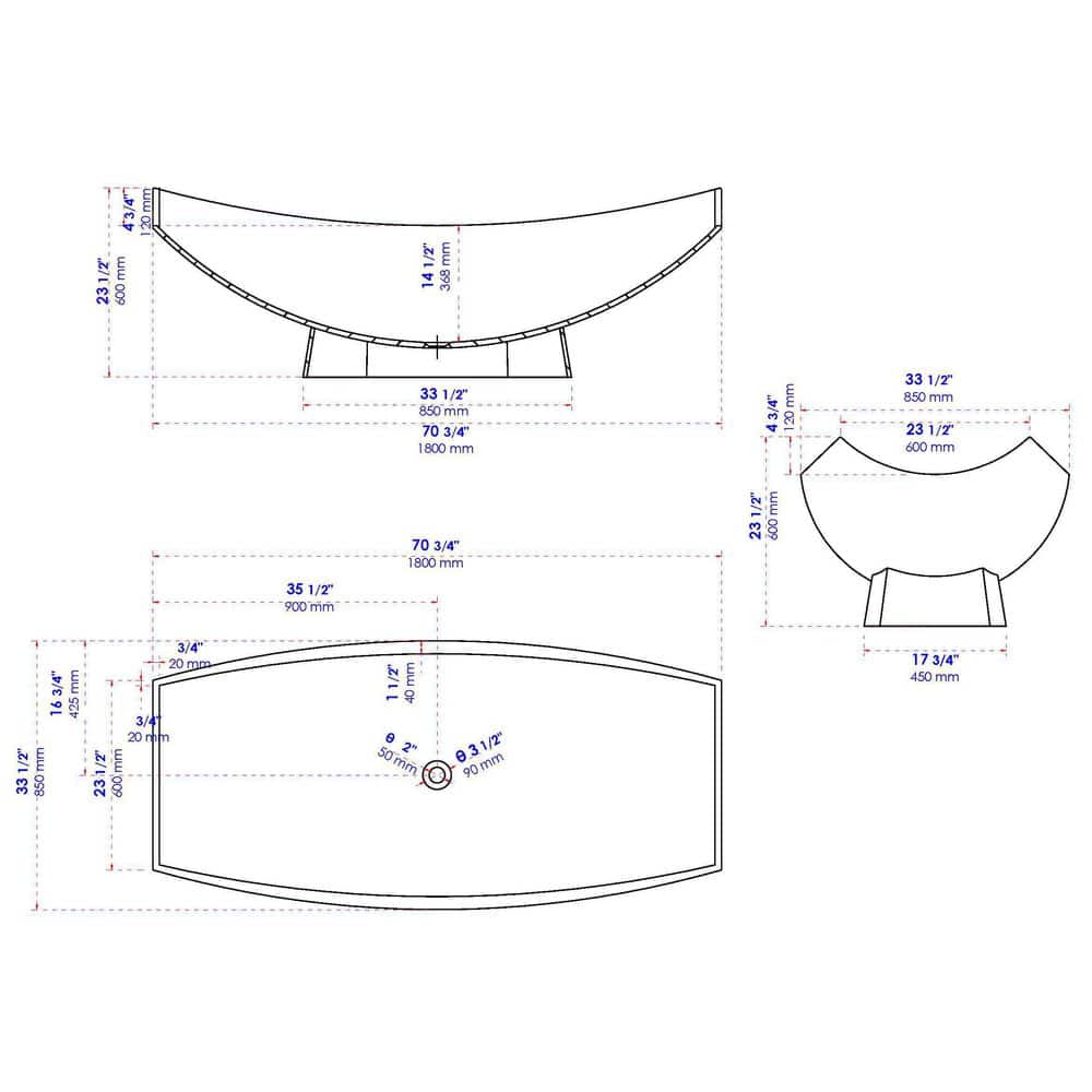 ALFI BRAND 71 in. Stone Resin Flatbottom Free Standing Hammock Style Bathtub in Matte White (3)