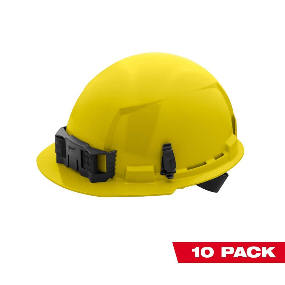 Milwaukee BOLT Yellow Type 1 Class E Front Brim Non-Vented Hard Hat with 4 Point Ratcheting Suspension (10-Pack)