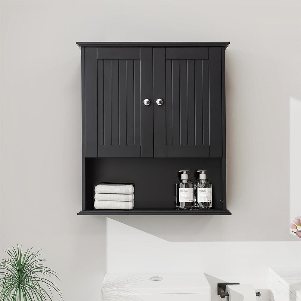 SJ STAR&JANE Noah 26 in. W x 8 in. D x 30 in. H Bathroom Storage Wall Cabinet in Black Ready to Assemble (3)