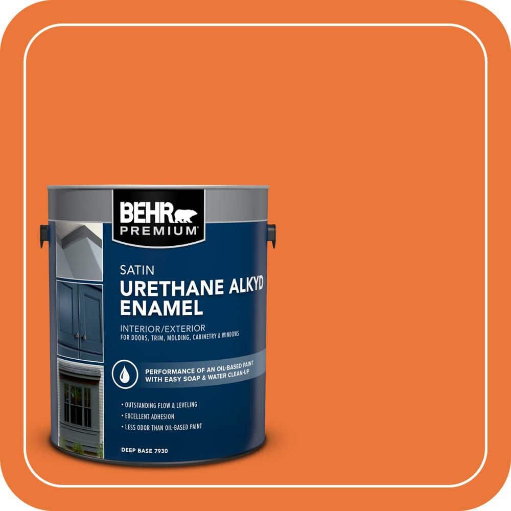 BEHR PREMIUM 1 gal. Home Decorators Collection #HDC-MD-27 Tart Orange Urethane Alkyd Satin Enamel Interior/Exterior Paint (1)