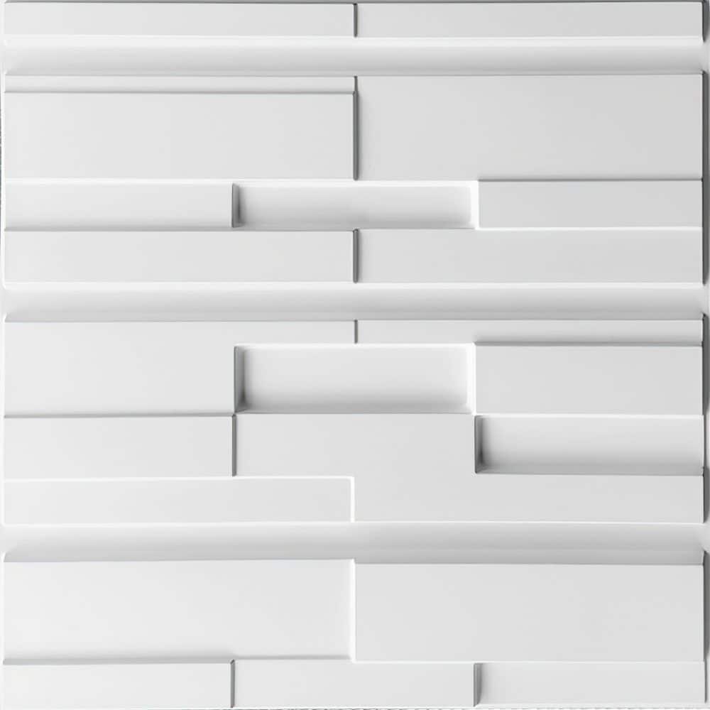 Dundee Deco Falkirk Ross 2/25 in. x 19.7 in. x 19.7 in. White PVC Bricks 3D Decorative Wall Panel (1)
