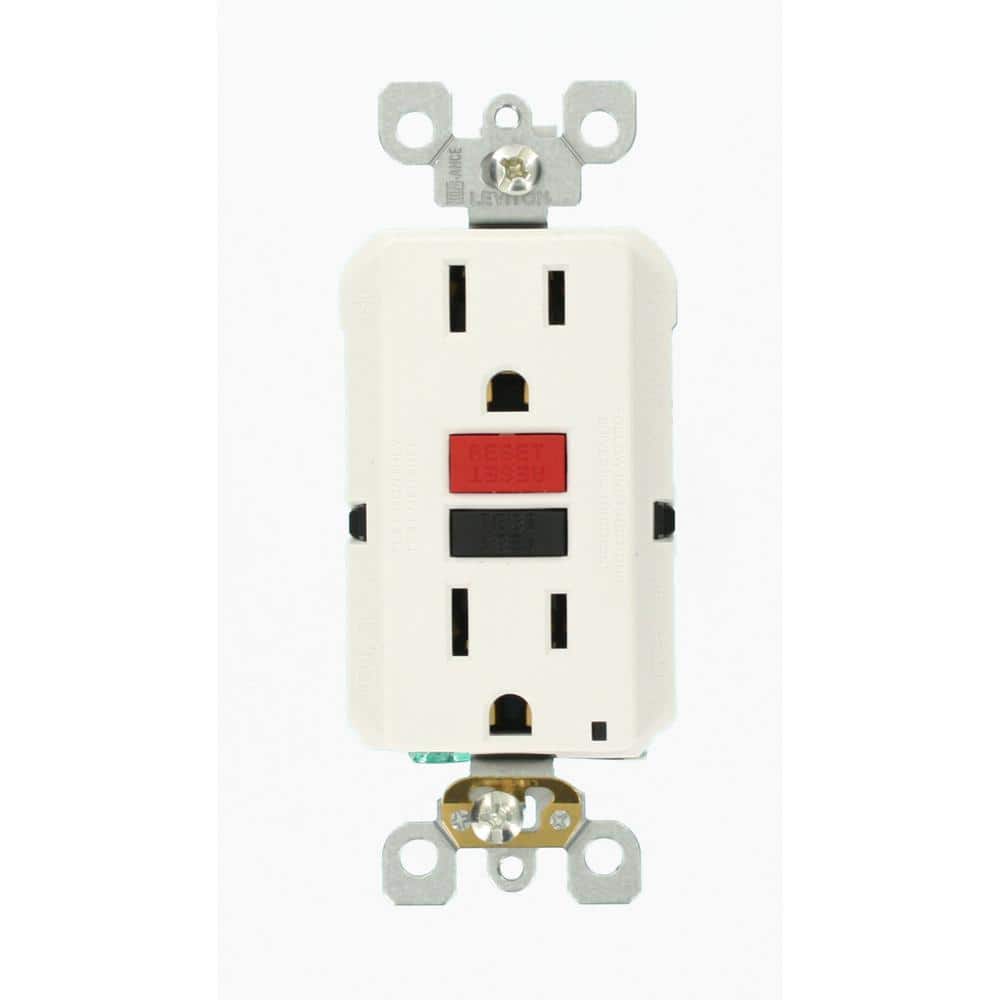 Leviton 15 Amp Self-Test SmartlockPro Slim Duplex GFCI Outlet, White GFNT1-RW (1)