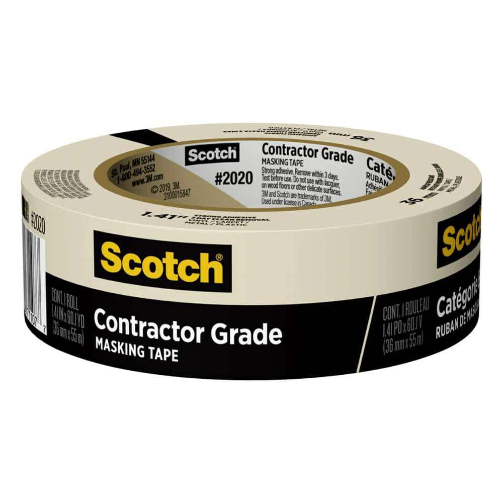 3M Scotch 1.41 in. x 60.1 Yds. Multi-Surface Contractor Grade Tan Masking Tape (1 Roll)