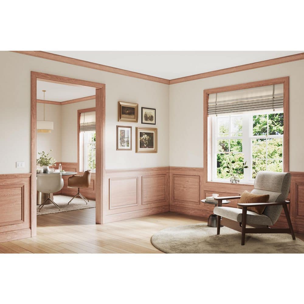 Ornamental Mouldings 0.75 in. D x 4.5 in. W x 92 in. L Unfinished Red Oak Wood Charlotte Crown Moulding (2)