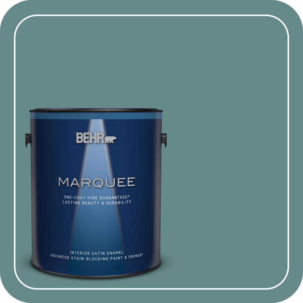 BEHR MARQUEE 1 gal. #S440-5 Tasmanian Sea One-Coat Hide Satin Enamel Interior Paint & Primer
