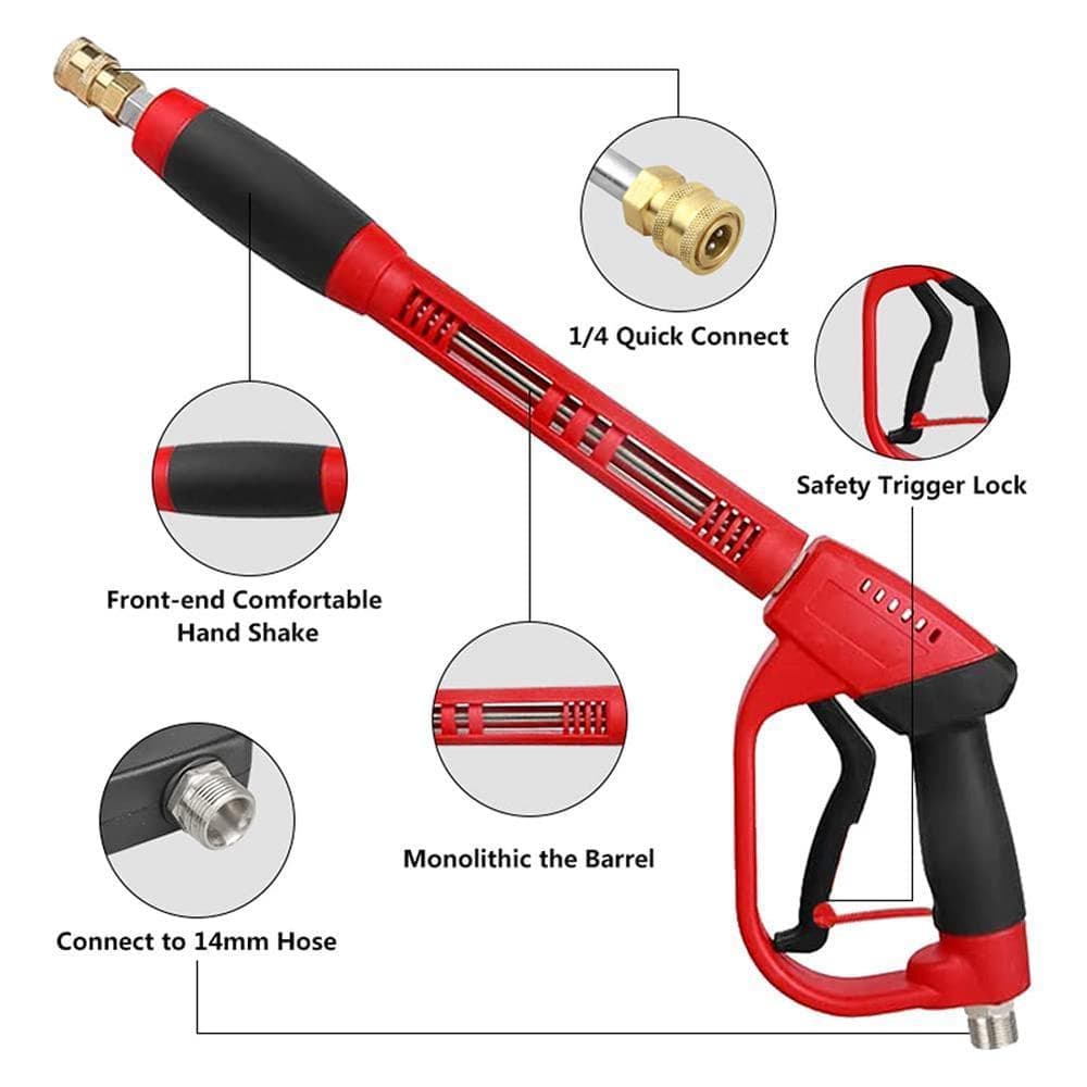 Angel Sar 5000 Psi 47 in. Pressure Washer Gun with Extension Replacement Wand, Water Pressure Gun for Gutter Roof Leaves Car (3)