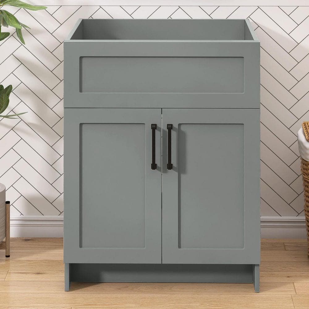 Zeafive Mox 24 in. W x 21.5 in. D x 33.5 in. H Freestanding Bath Vanity Cabinet without Top in Sky Gray (1)