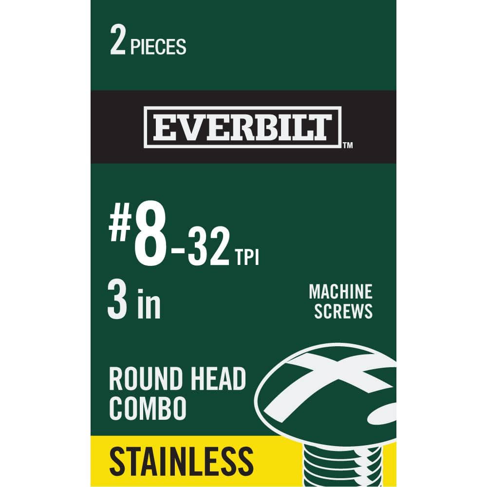 Everbilt #8-32 x 3 in. Phillips-Slotted Round-Head Machine Screws (2-Pack) (1)