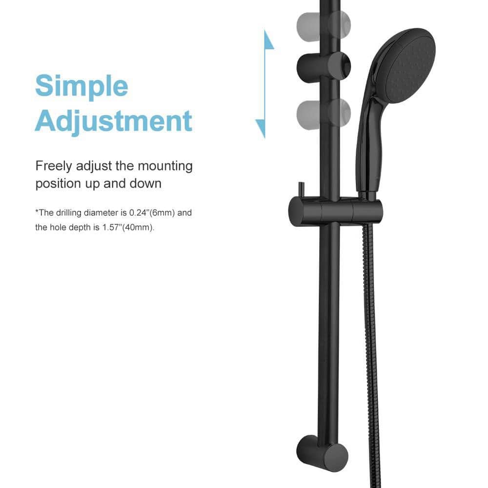 Helhom 24 in. Shower Slide Bar with 360° Adjustable Handheld Shower Head Holder for Bathroom (2)