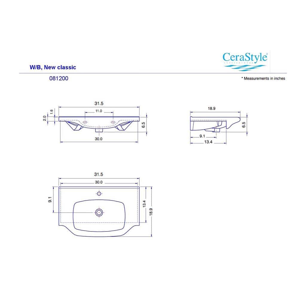 Nameeks Yeni Klasik Wall Mounted Bathroom Sink in White (3)