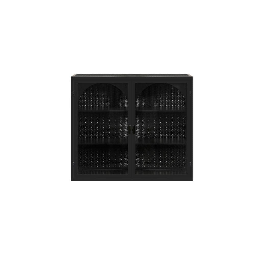 Unbranded 27.6 in. W x 9.1 in. D x 23.6 in. H Bathroom Storage Wall Cabinet With Detachable Shelves in Black (1)